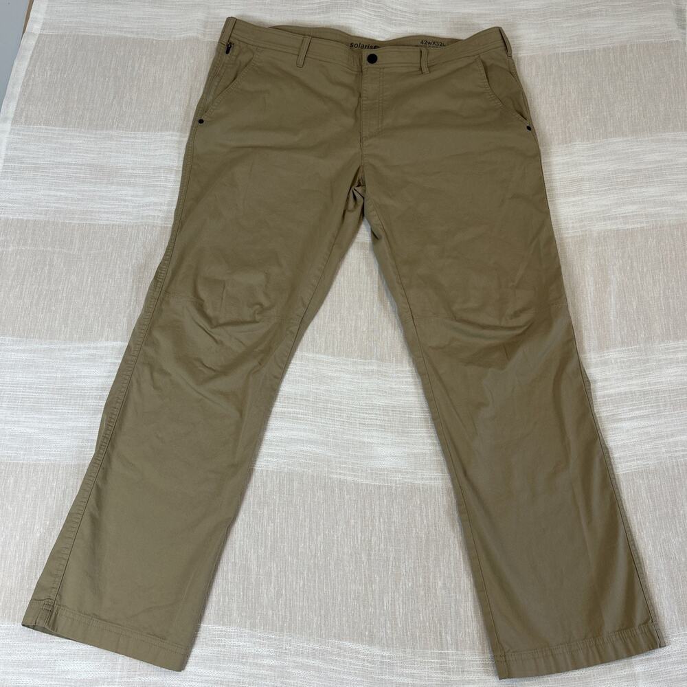 Solaris Men's‎ 42X32 Stretch Khaki Beige Performance Chino Outdoor Casual Pants